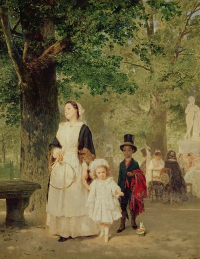 Promenade in the Tuileries Gardens by Ludwig Knaus